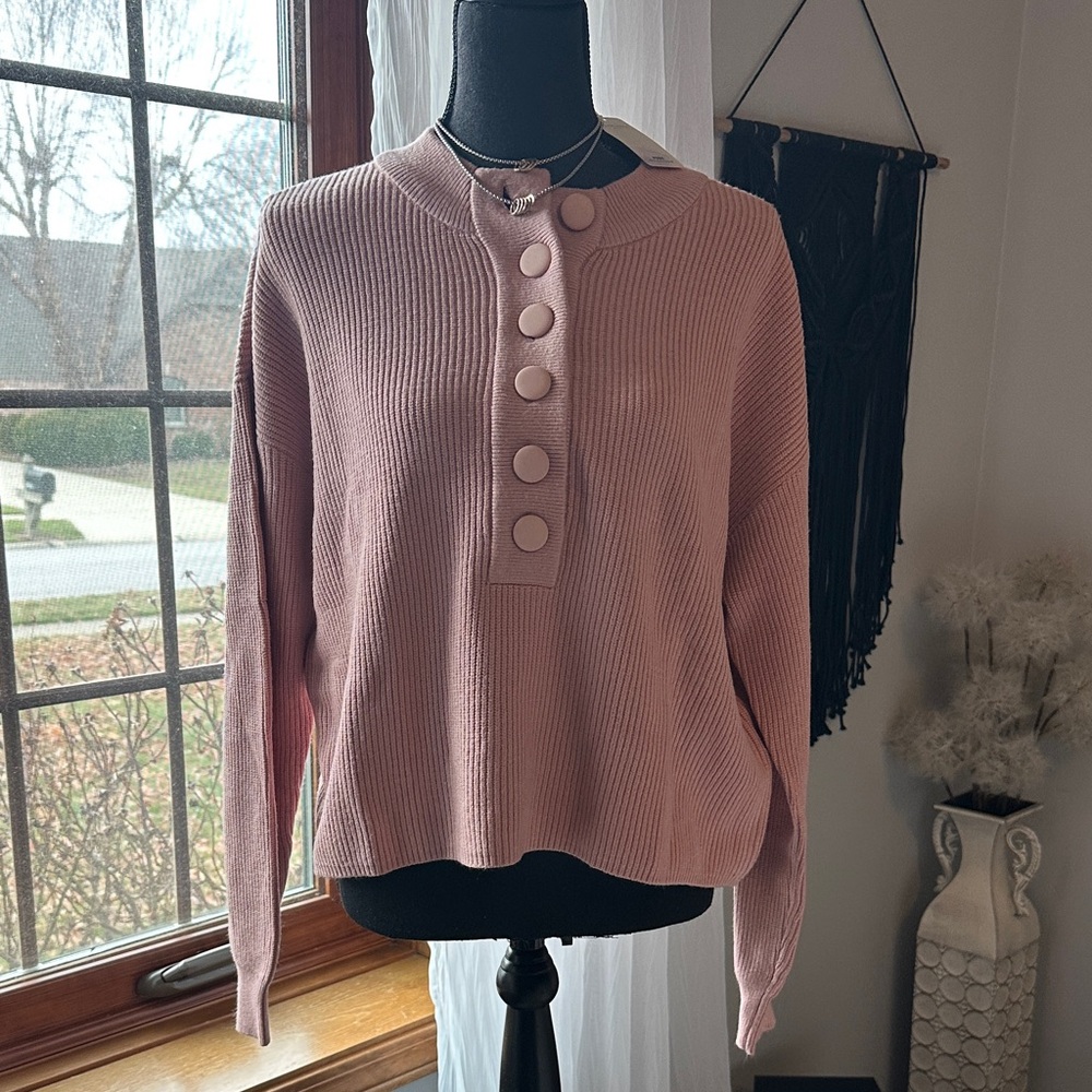 Pink Button-Up Women's Sweater